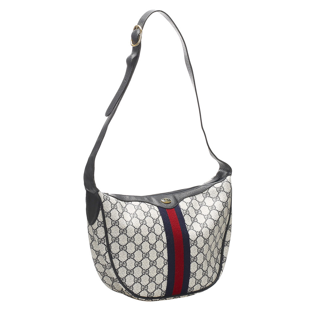 

Gucci White GG Canvas Web Crossbody Bag, Grey