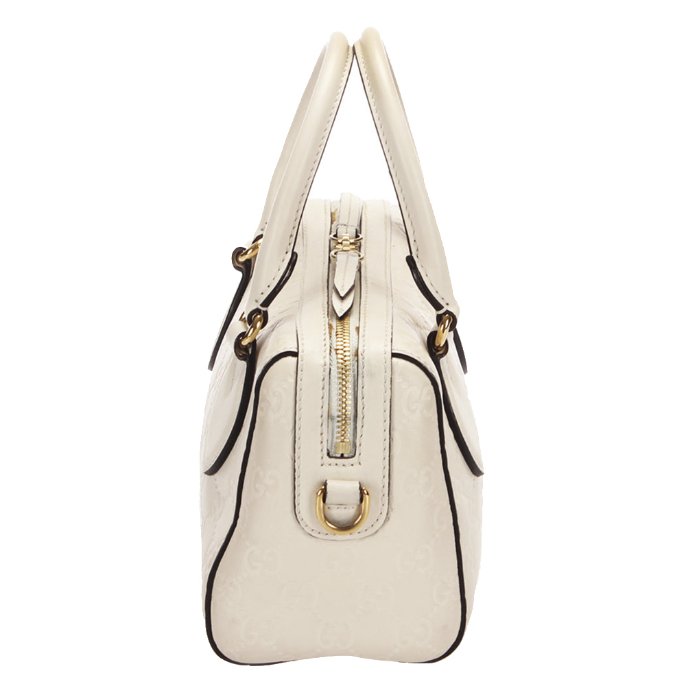 

Gucci White Guccissima Leather Boston Bag