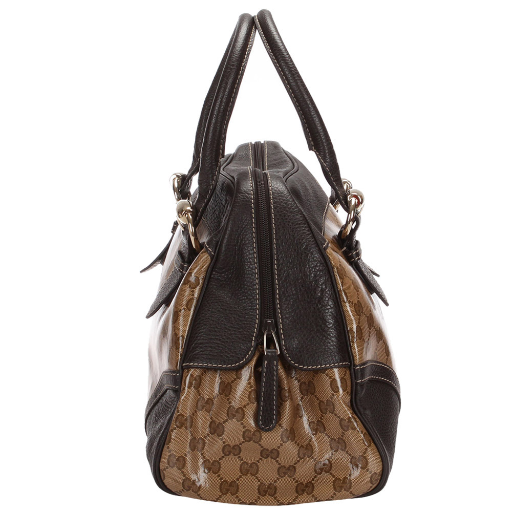 

Gucci Brown/Beige GG Crystal Leather Shoulder Bag