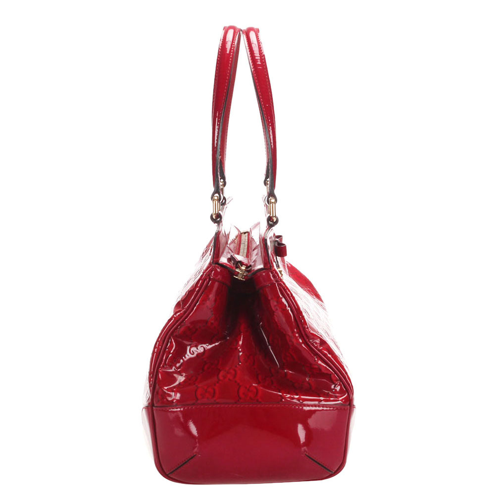 

Gucci Red Guccissima Patent Leather Mayfair Bag