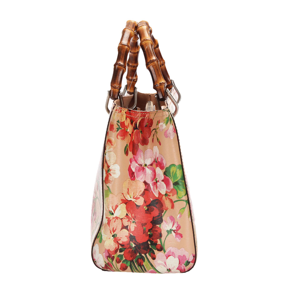 

Gucci Beige/Multicolor Leather Flora Knight Bamboo Shopper Bag