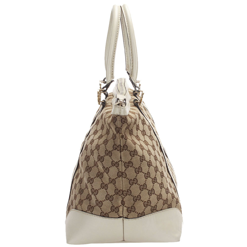 

Gucci White GG Canvas Leather Lovely Tote Bag, Beige