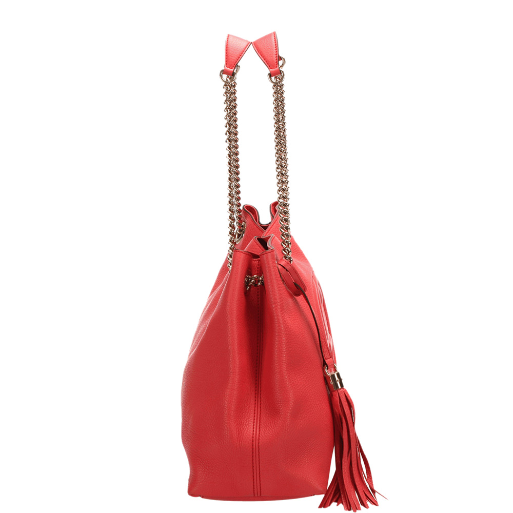 

Gucci Pink Leather Soho Chain Shoulder Bag, Red