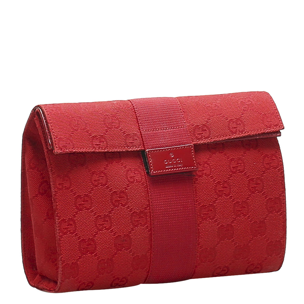 

Gucci Red GG Canvas Clutch Bag