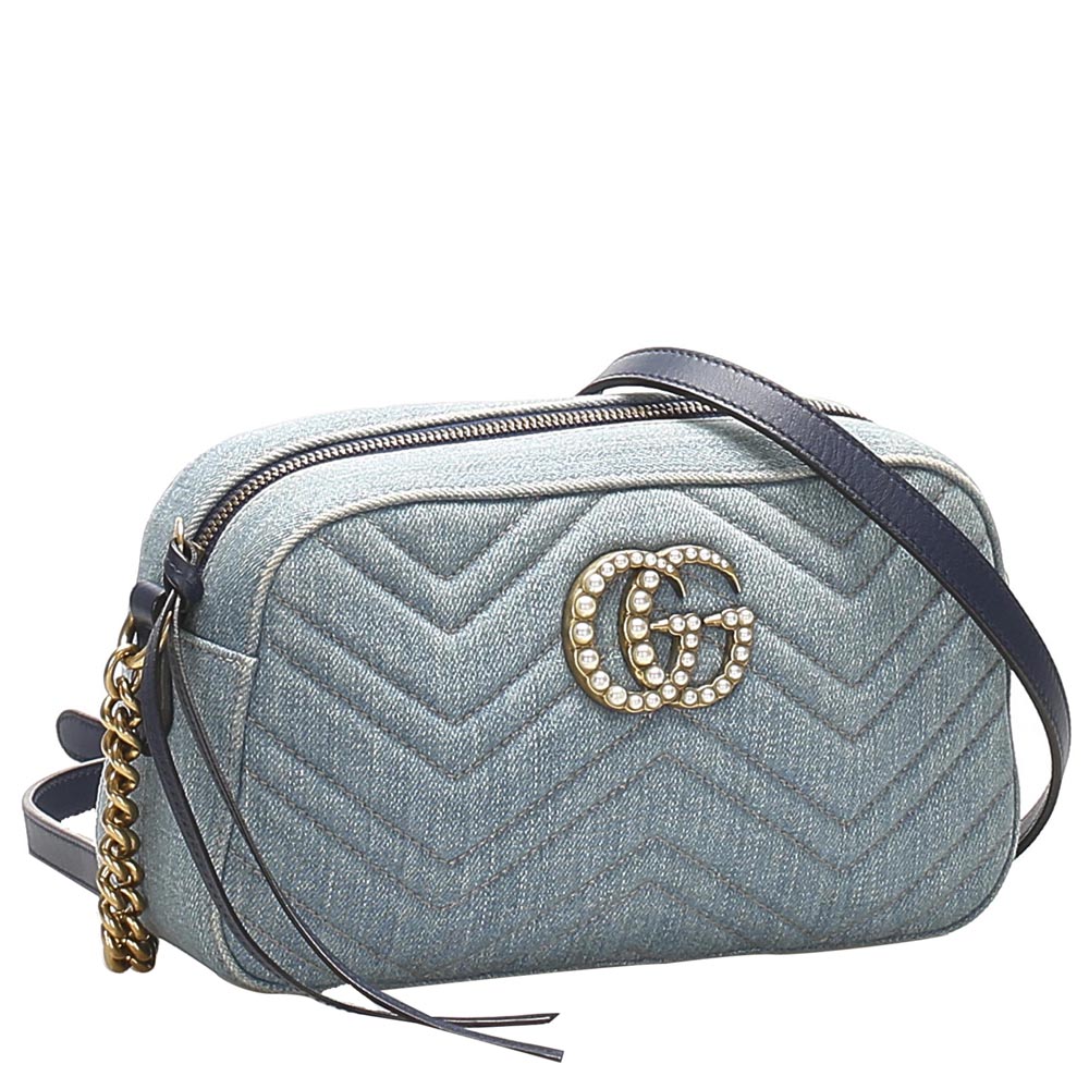 

Gucci Blue GG Marmont Denim Crossbody Bag