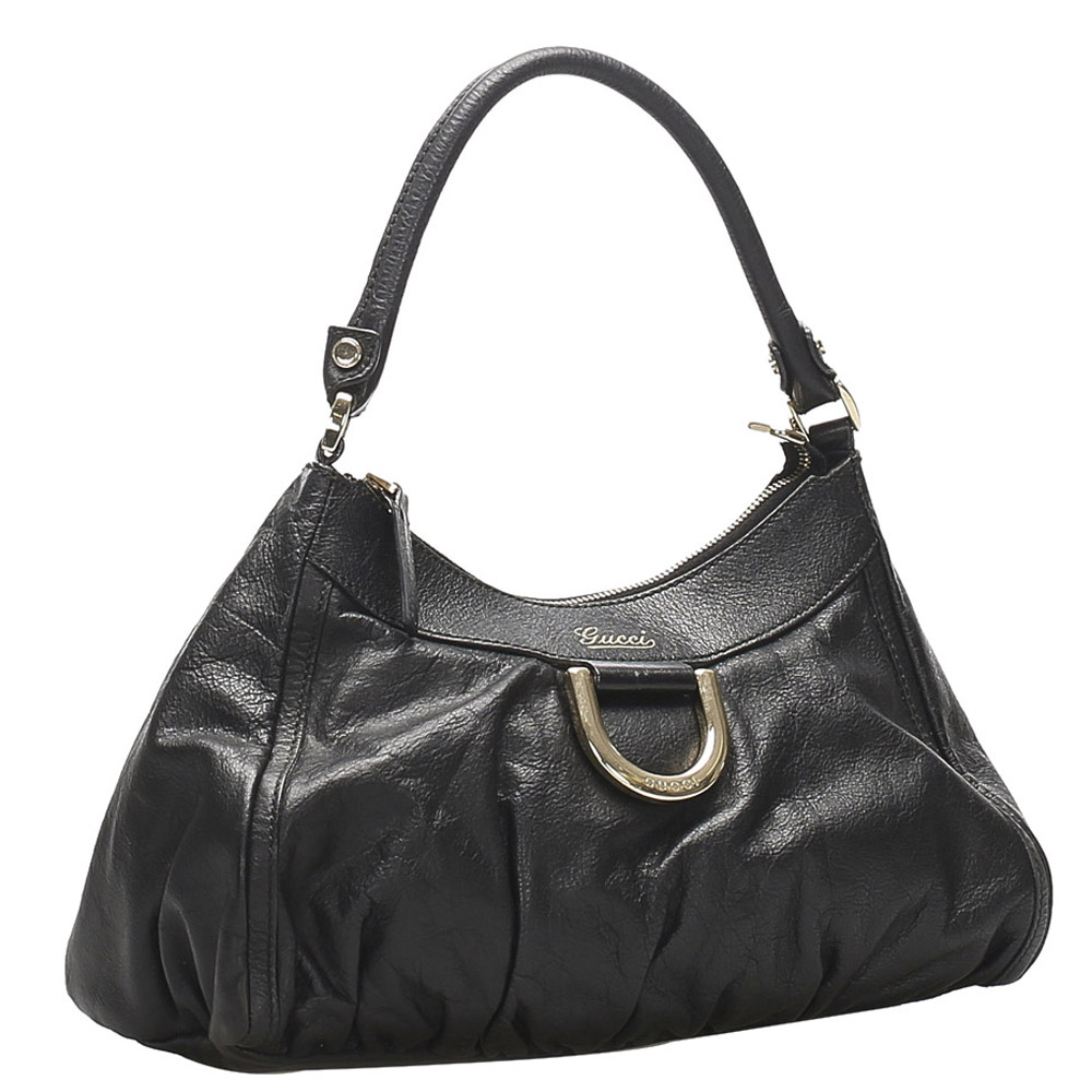 

Gucci Black Leather Guccissima Abbey D-Ring Shoulder Bag