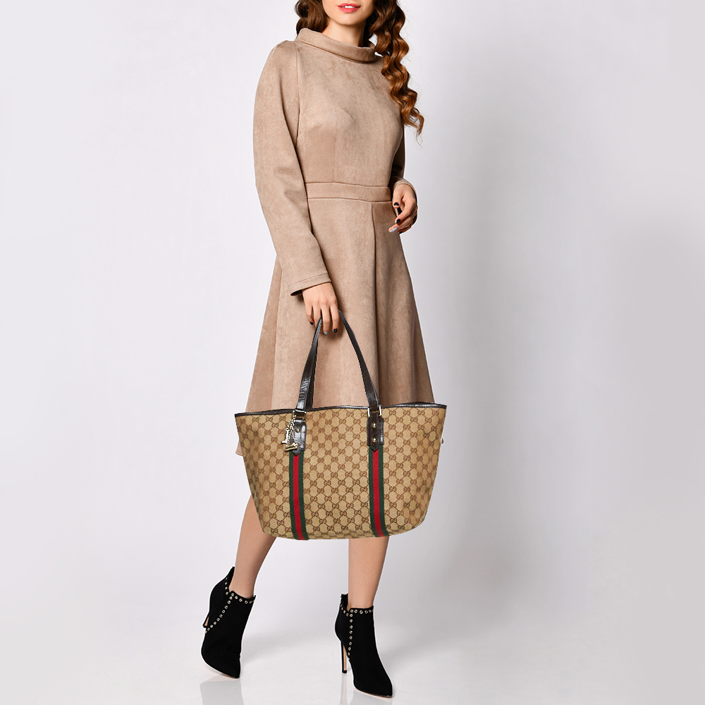 

Gucci Brown/Beige GG Canvas and Leather Jolicoeur Tote
