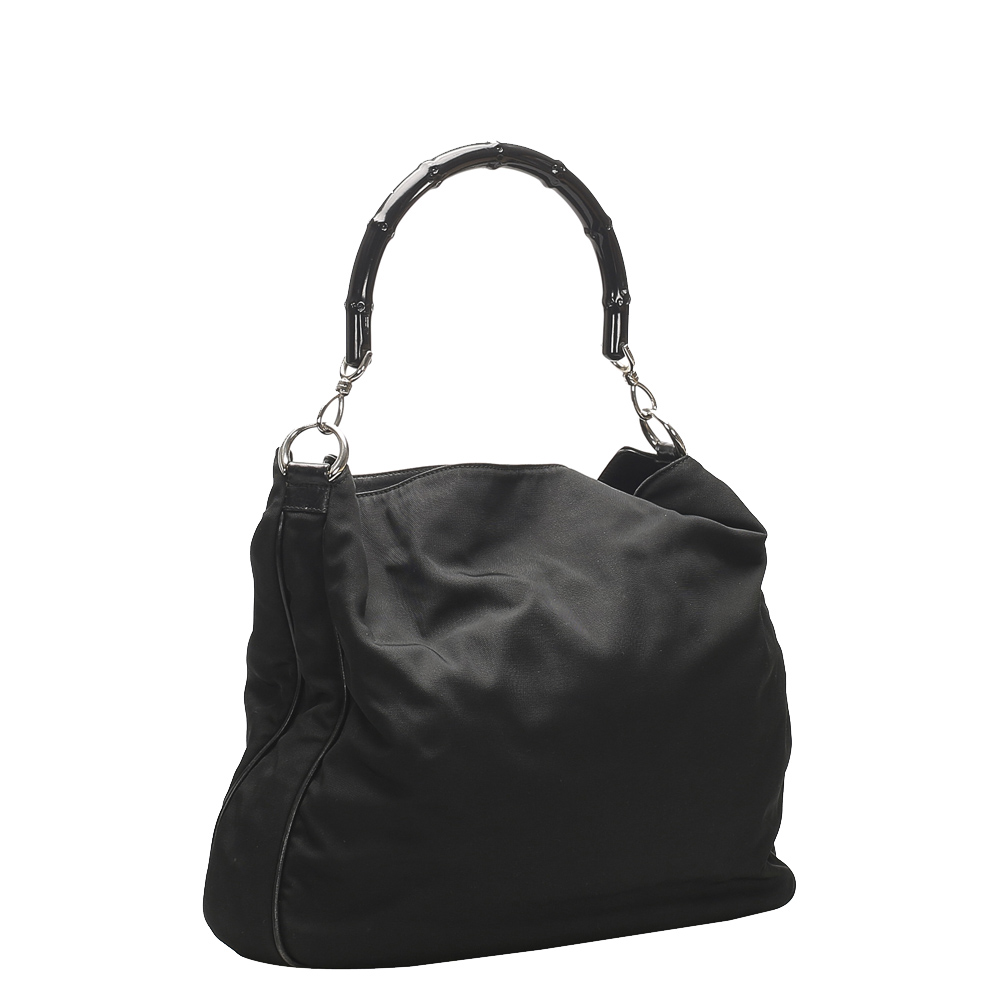 

Gucci Black Nylon Bamboo Tote Bag