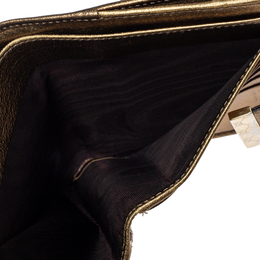 

Gucci Metallic Gold Guccissima Leather Flap French Wallet