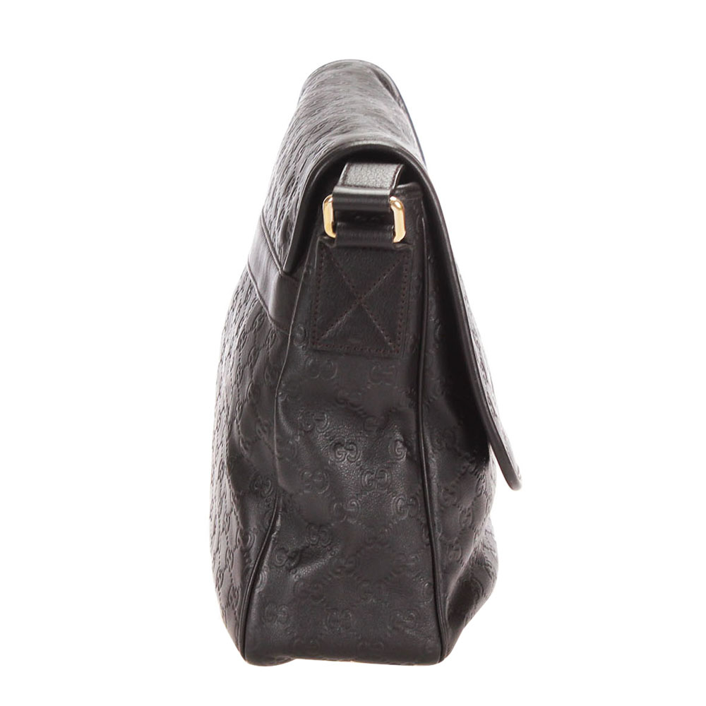 

Gucci Black Guccissima Leather Messenger Bag