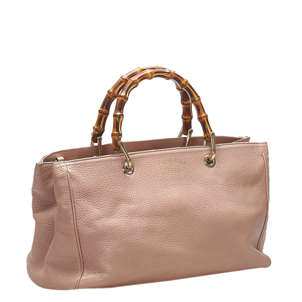 

Gucci Brown LeatherExclusive Bamboo Shopper Tote Bag