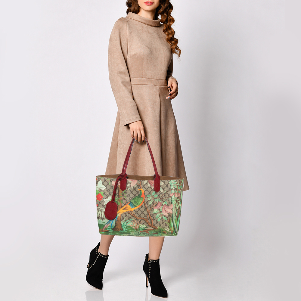 

Gucci Multicolor GG Supreme Canvas and Leather Tian Garden Tote