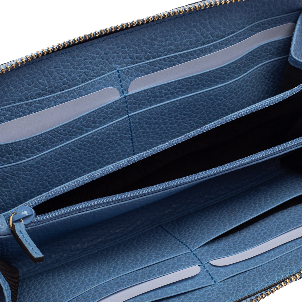

Gucci Blue Leather Interlocking G Zip Around Wallet