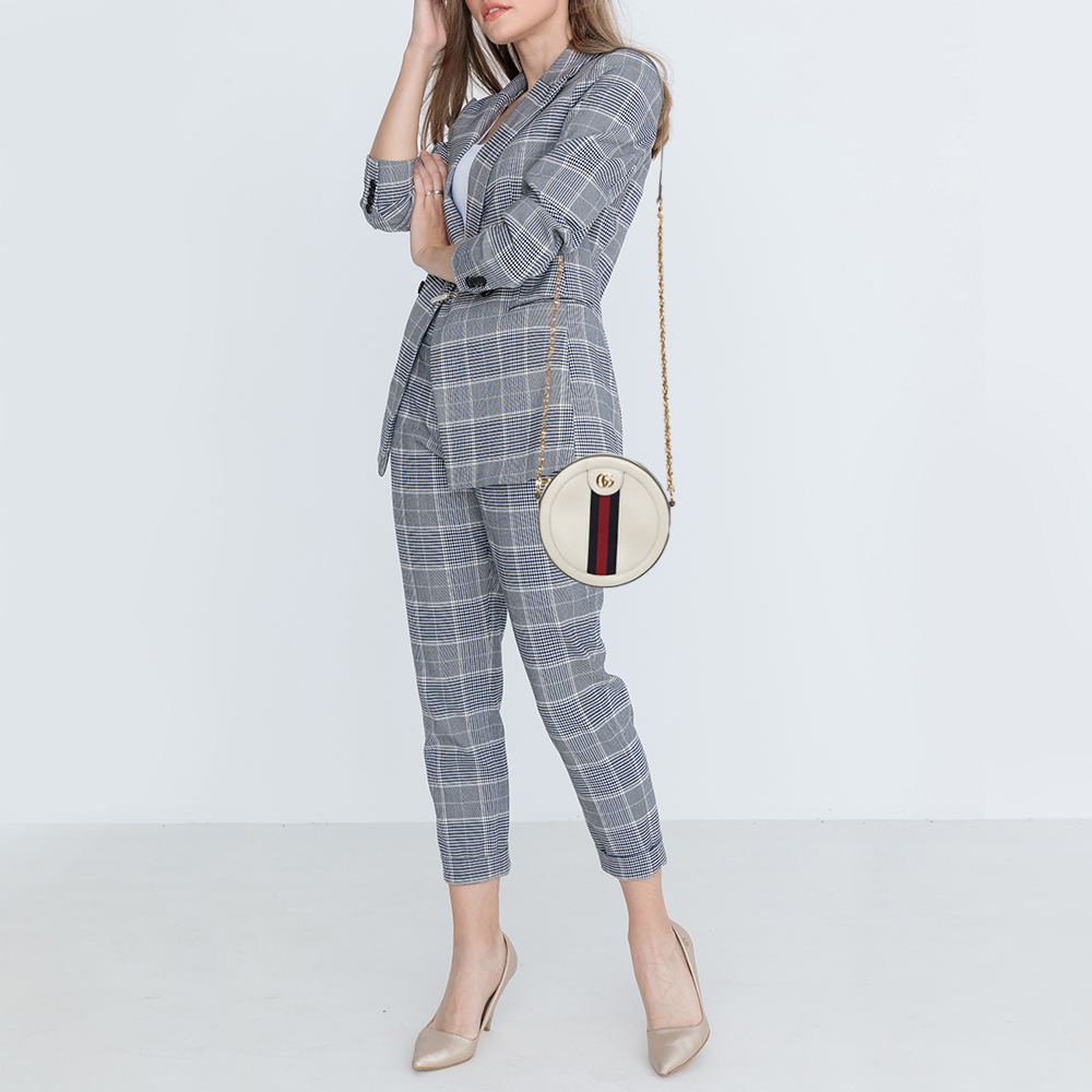 

Gucci White Leather Mini Ophidia Round Shoulder Bag