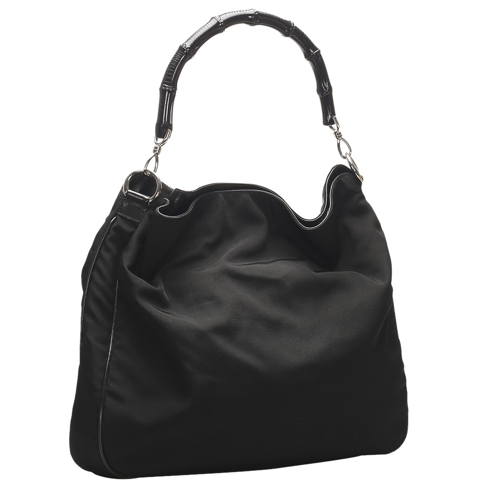 

Gucci Black Nylon Bamboo Tote Bag