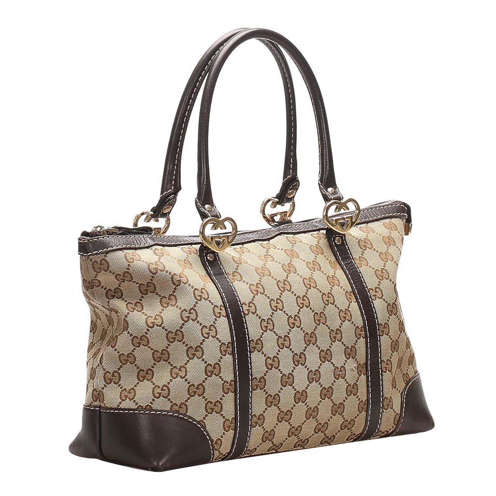 

Gucci Brown/Beige GG Canvas Heart Bit Tote Bag