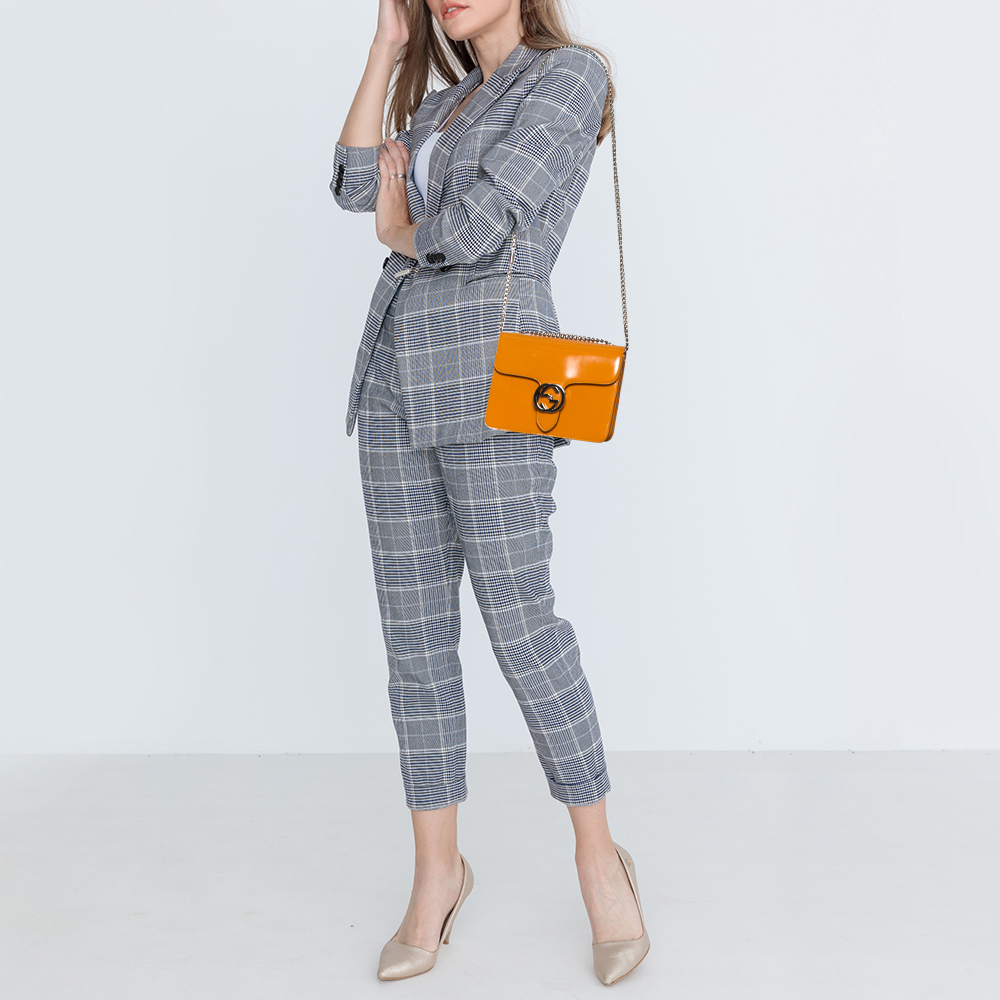 

Gucci Orange Patent Leather Interlocking G Shoulder Bag