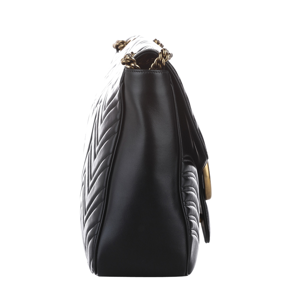 

Gucci Black Leather GG Marmont Large Shoulder Bag