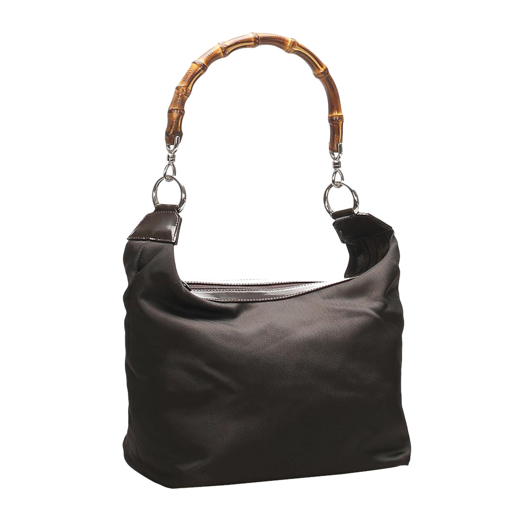 

Gucci Brown Bamboo Nylon Shoulder Bag