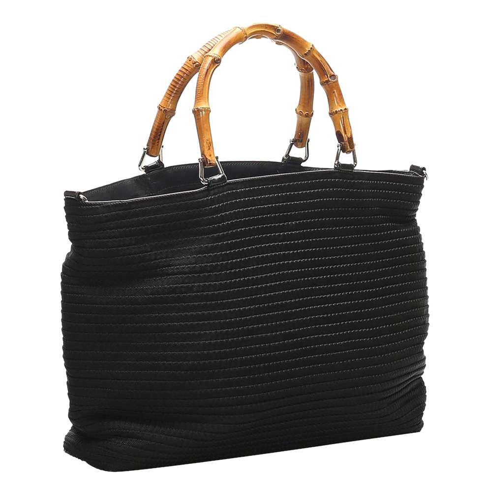 

Gucci Black Bamboo Nylon Tote Bag