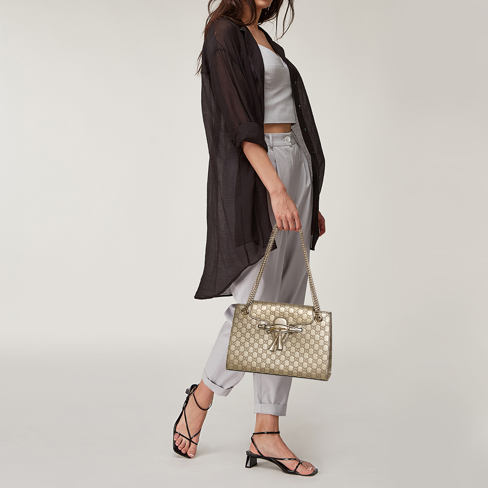 

Gucci Gold Guccissima Leather Large Emily Chain Shoulder Bag