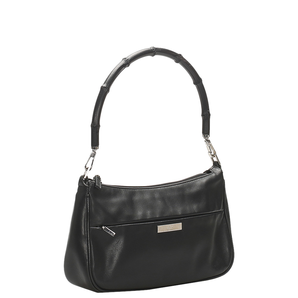 

Gucci Black Leather Bamboo Shoulder Bag