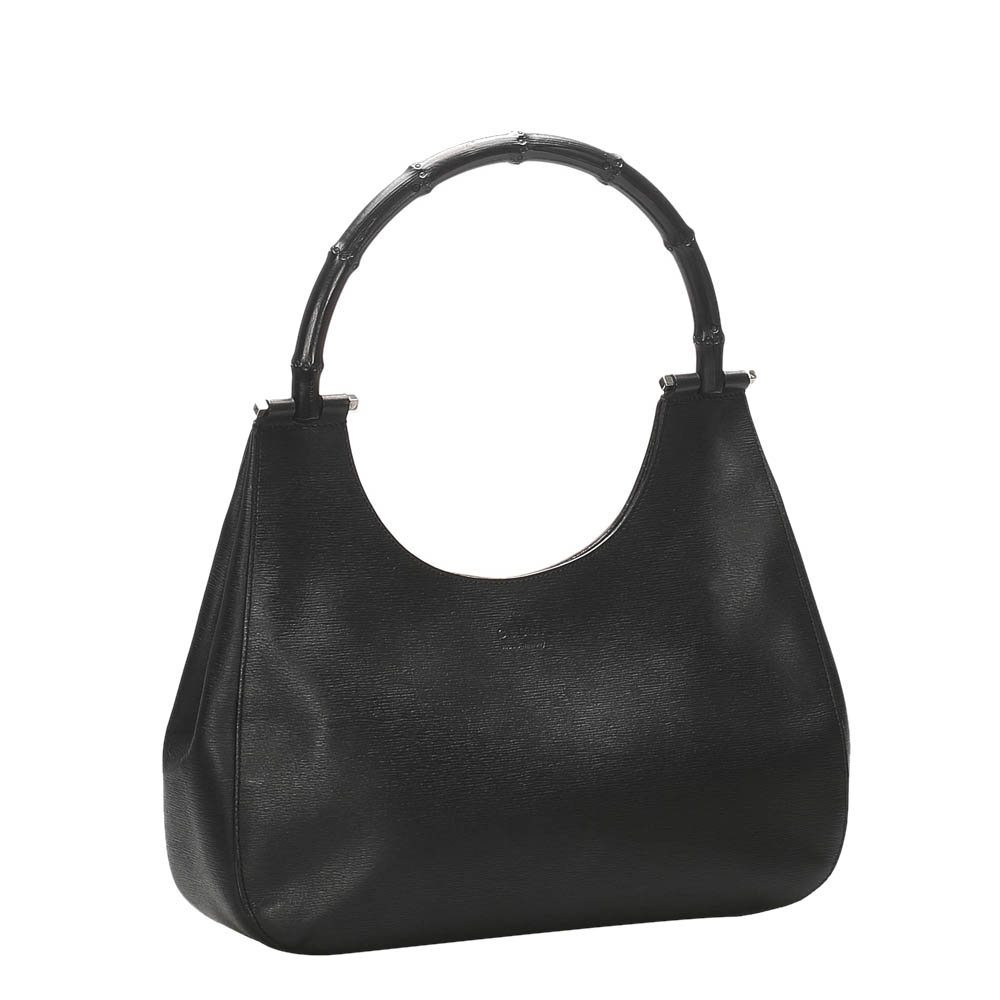 

Gucci Black Leather Bamboo Shoulder Bag