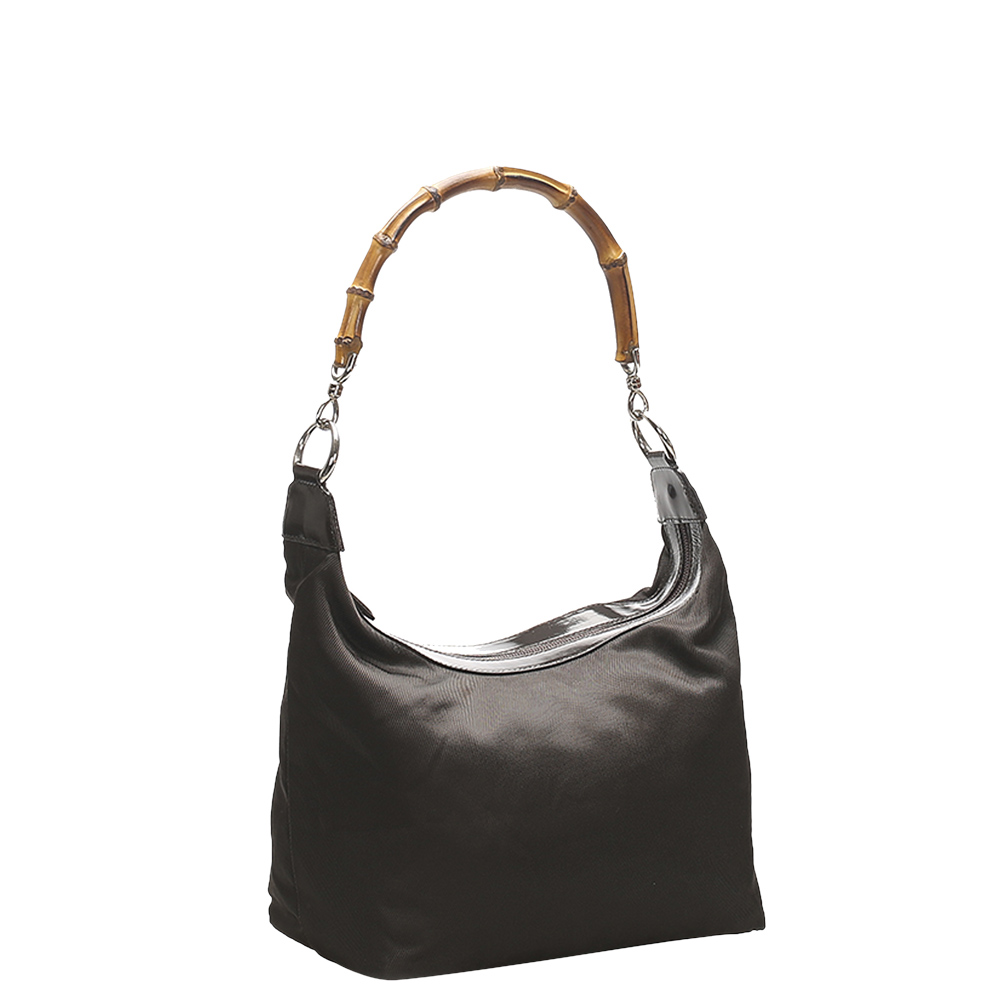 

Gucci Brown Bamboo Nylon Shoulder Bag