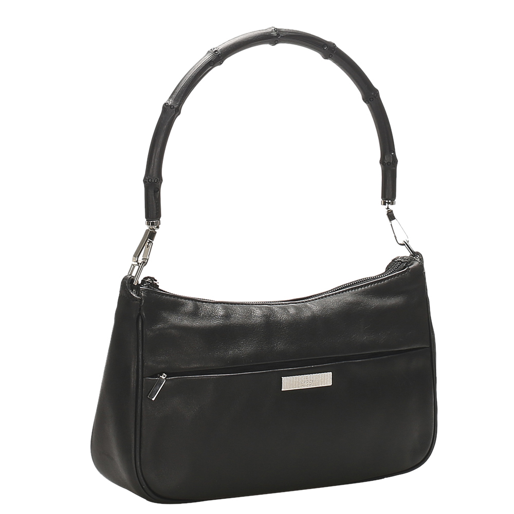 

Gucci Black Bamboo Leather Baguette Bag