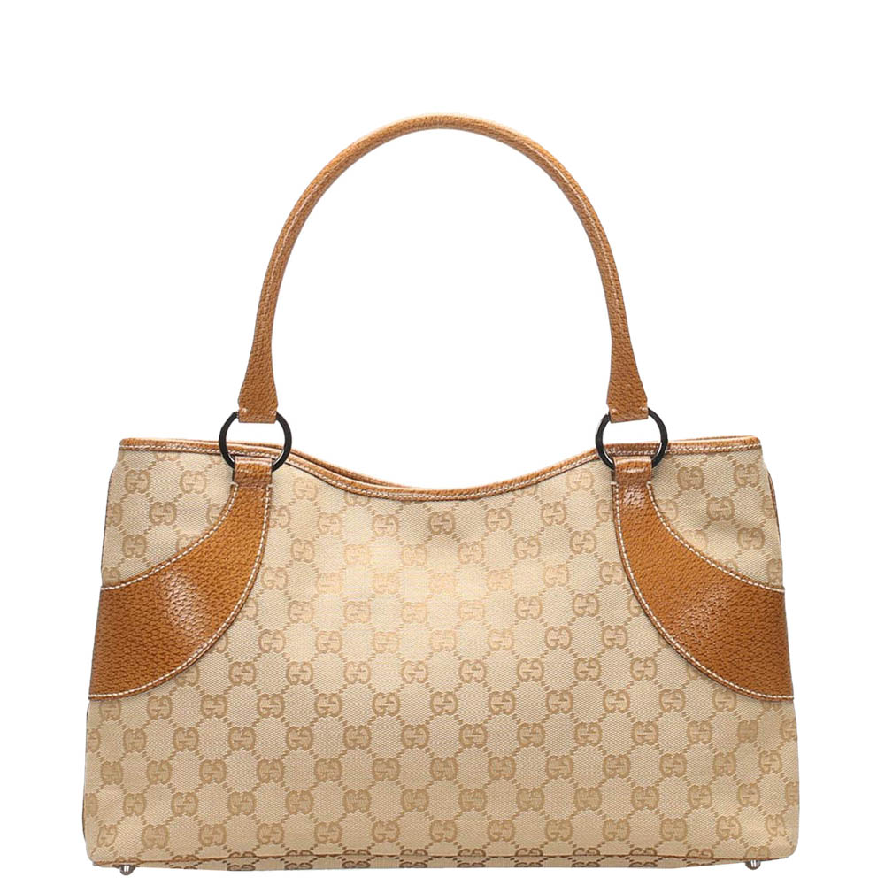 Pre-owned Gucci Brown/beige Gg Canvas Tote Bag