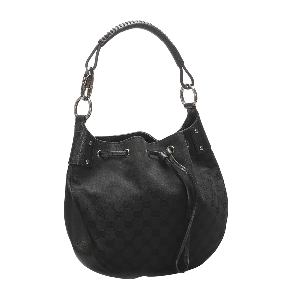 

Gucci Black GG Canvas Hobo Bag