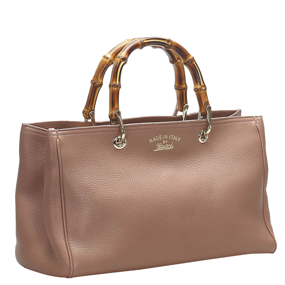 

Gucci Brown Leather Bamboo Shopper Bag