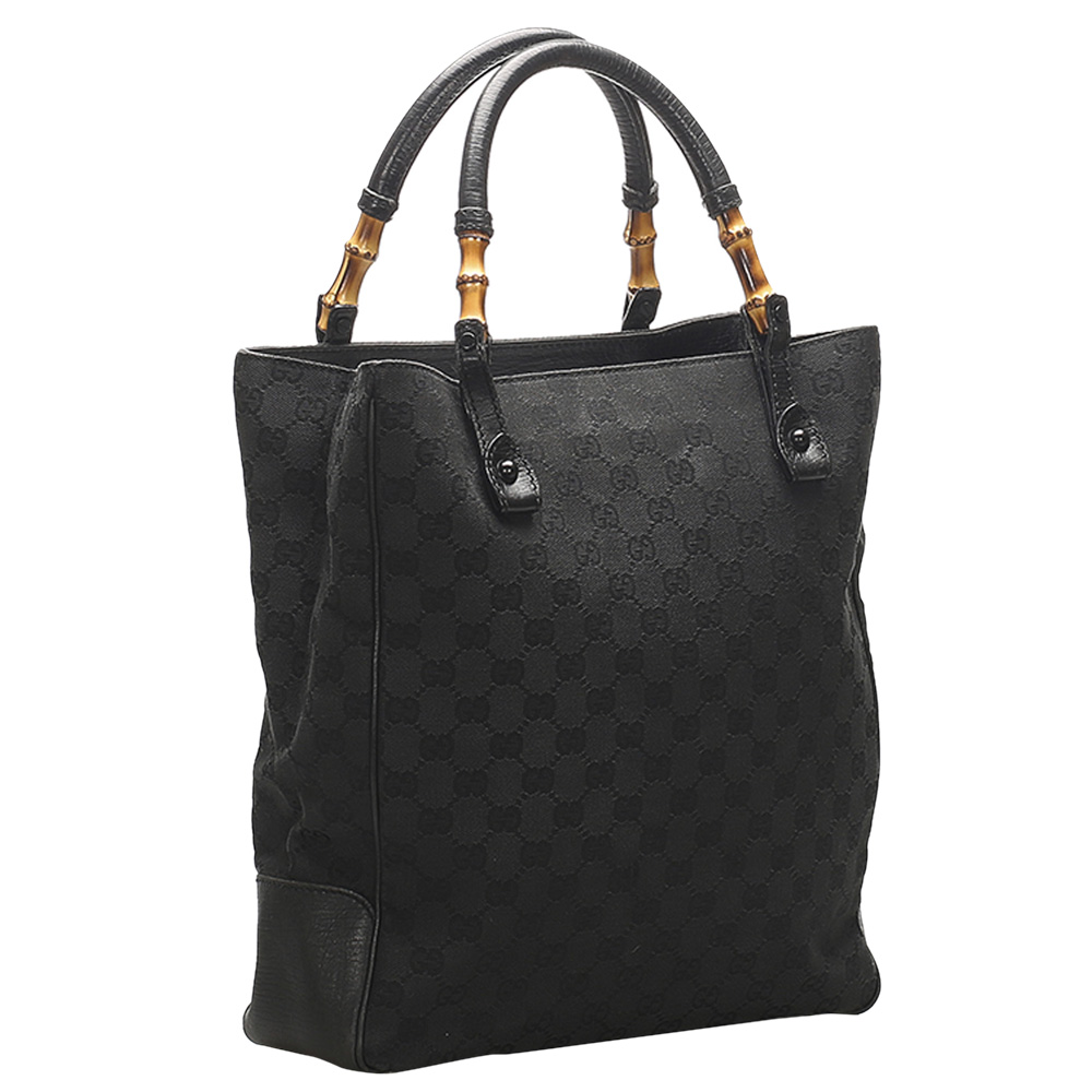 

Gucci Black Bamboo GG Canvas Tote Bag