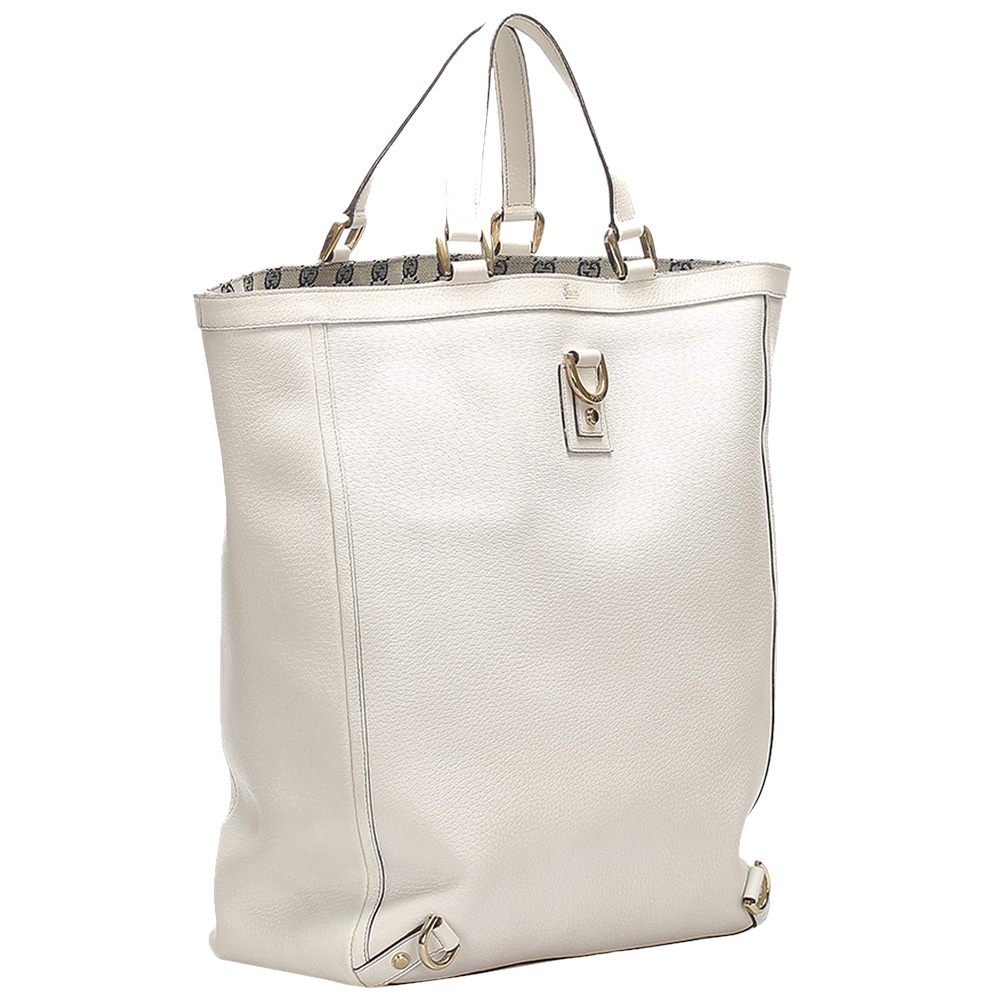 

Gucci White Leather Abbey D-Ring Tote Bag