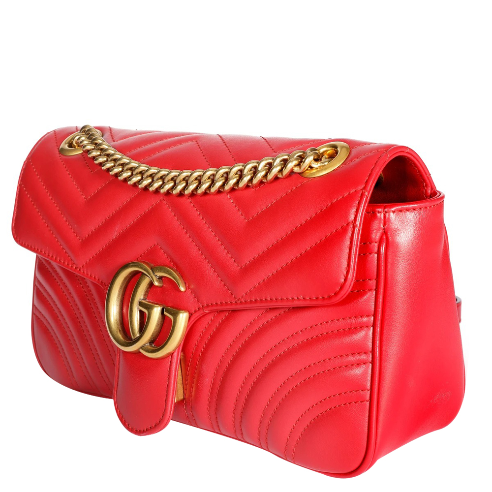 

Gucci Hibiscus Red Matelasse Leather GG Marmont Shoulder Bag