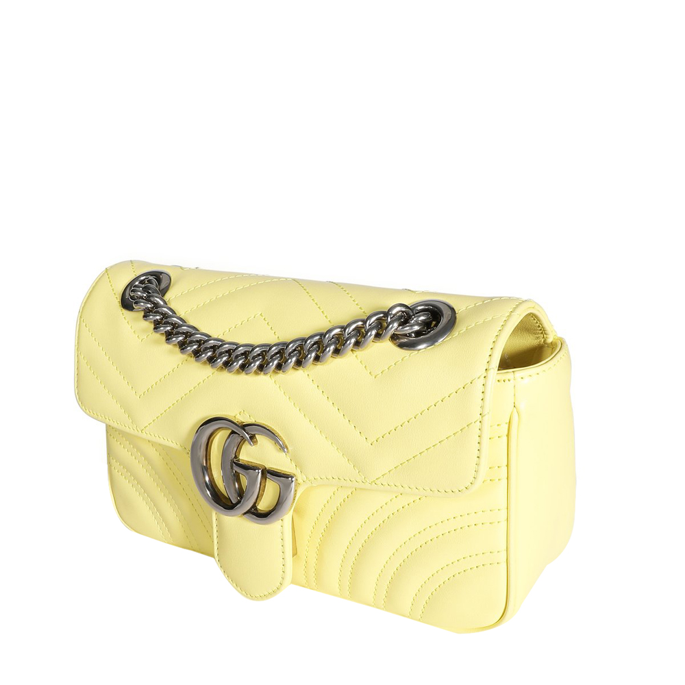 

Gucci Pastel Yellow Matelassé Leather GG Marmont Mini Bag