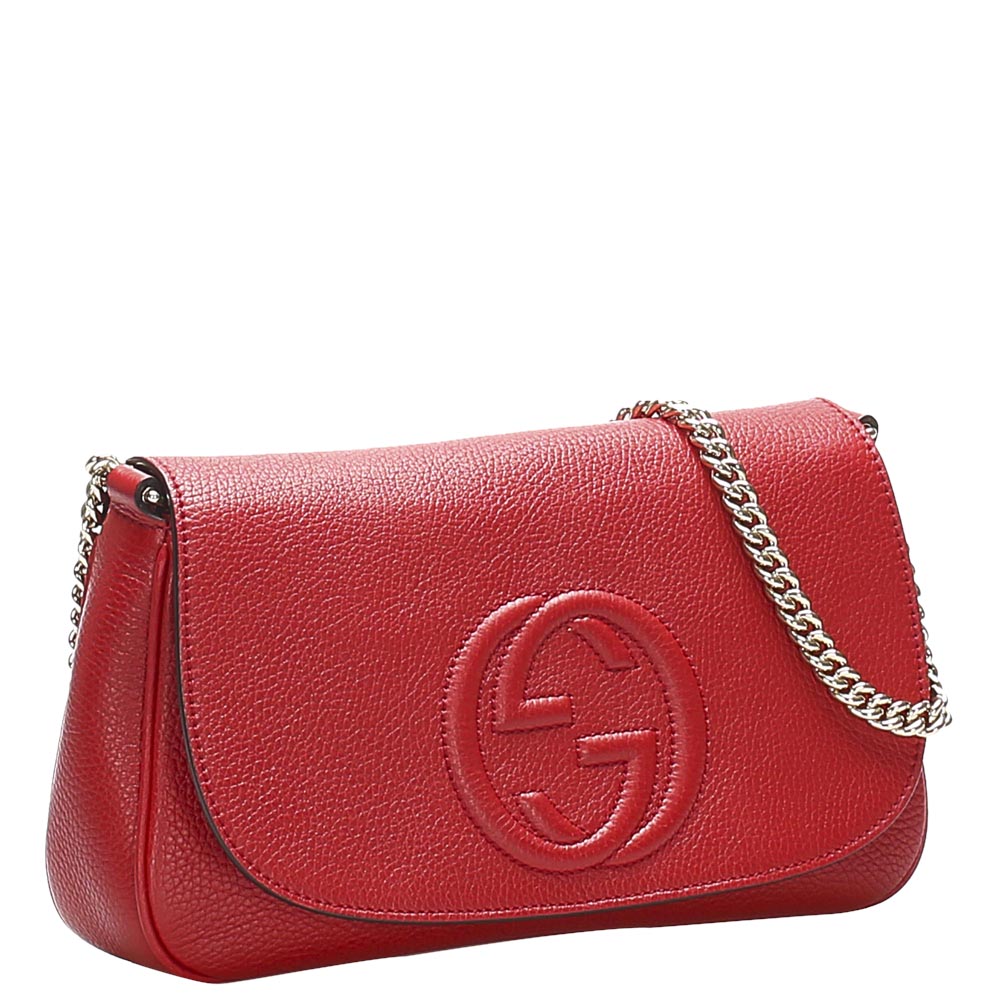 

Gucci Red Soho Chain Leather Crossbody Bag