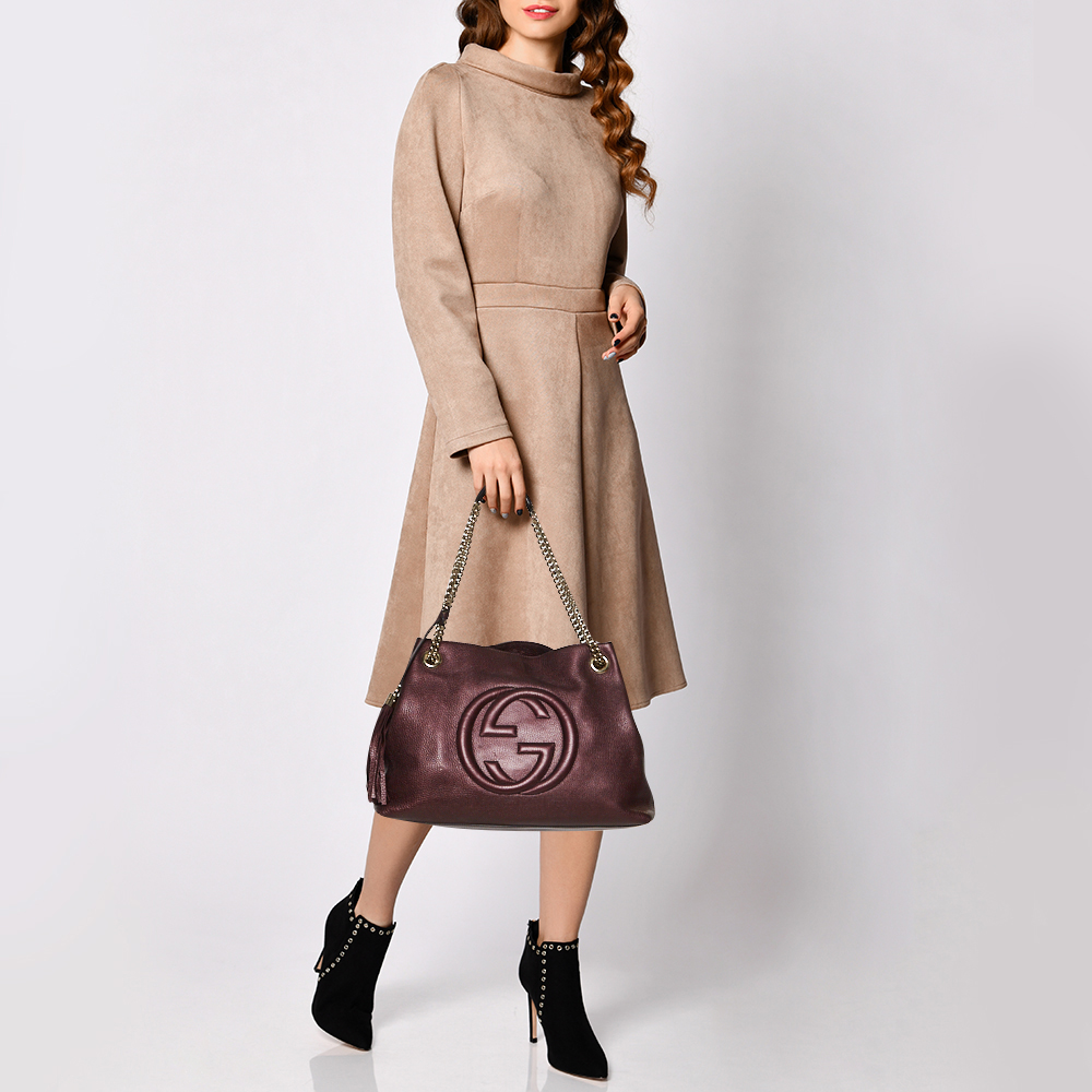 

Gucci Metallic Purple Leather Medium Soho Shoulder Bag