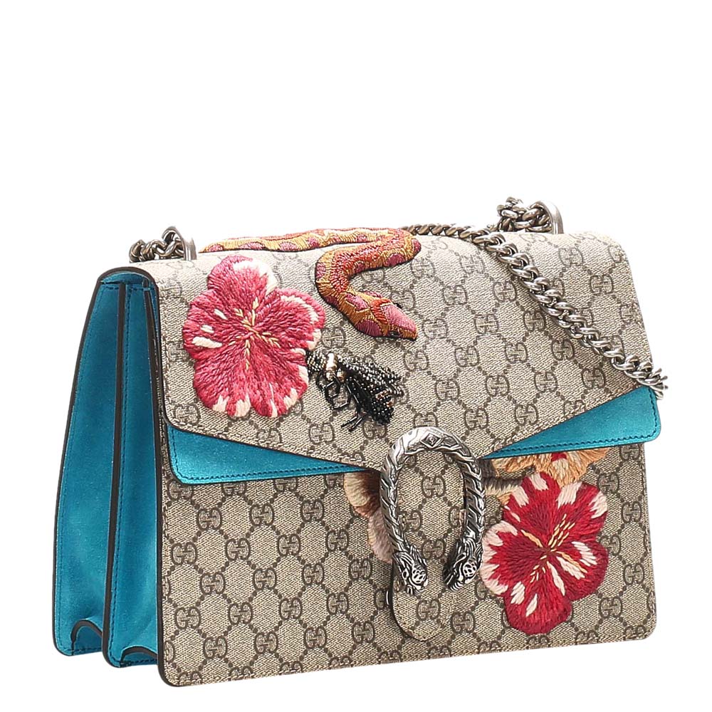 

Gucci GG Supreme Embroidered Dionysus  Bag, Beige