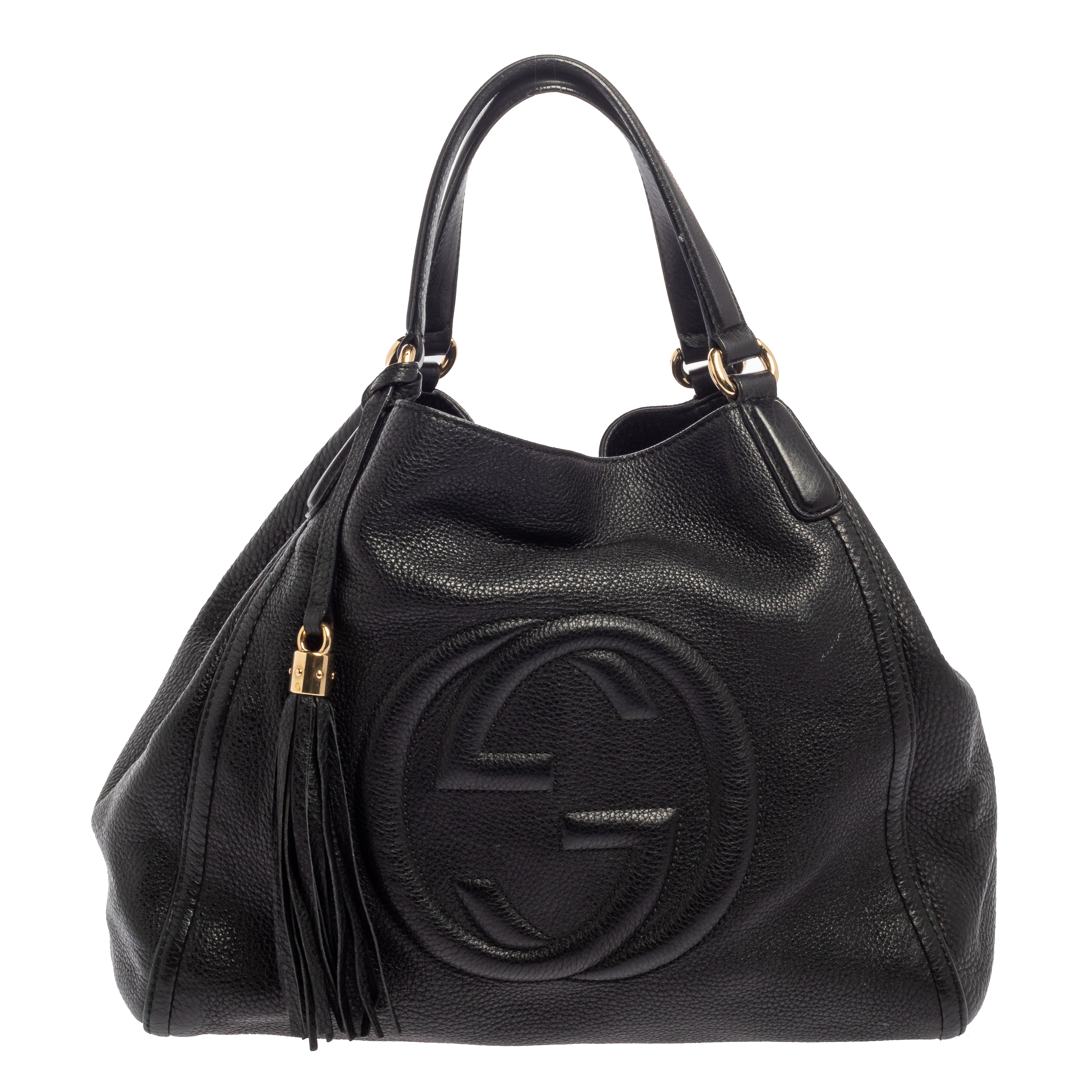 Pre-owned Gucci Black Pebbled Leather Medium Soho Shoulder Bag