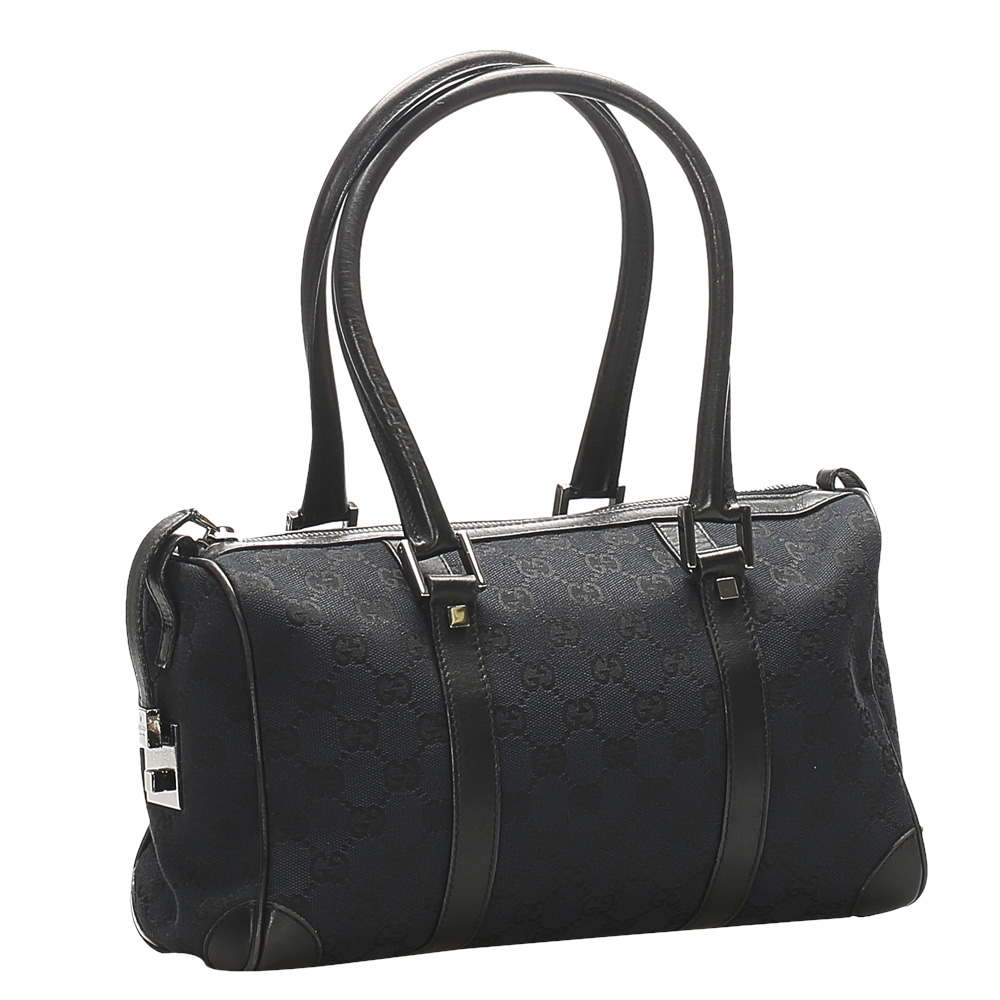 

Gucci Black GG Canvas Boston Bag