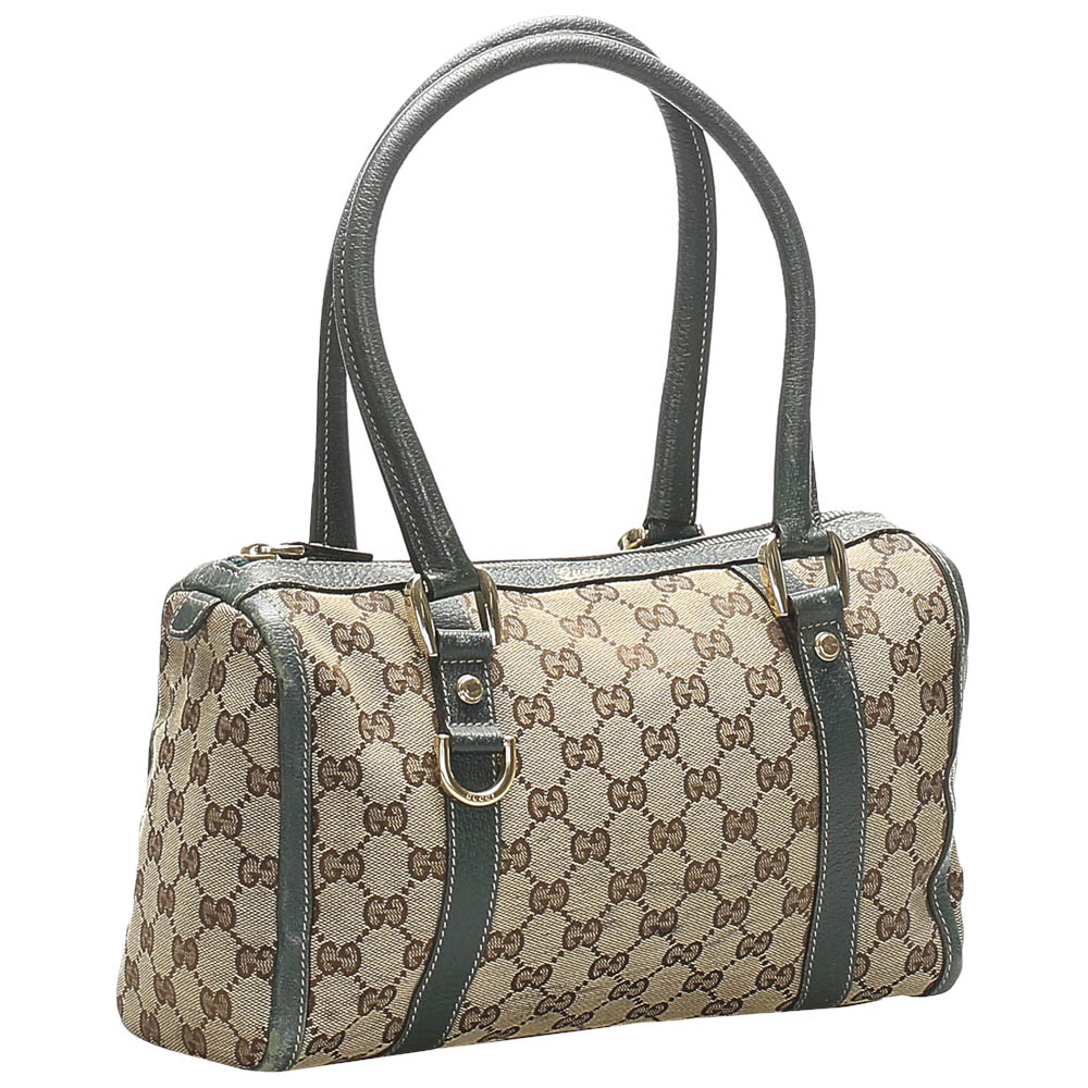 

Gucci Brown/Green GG Canvas Satchel Bag