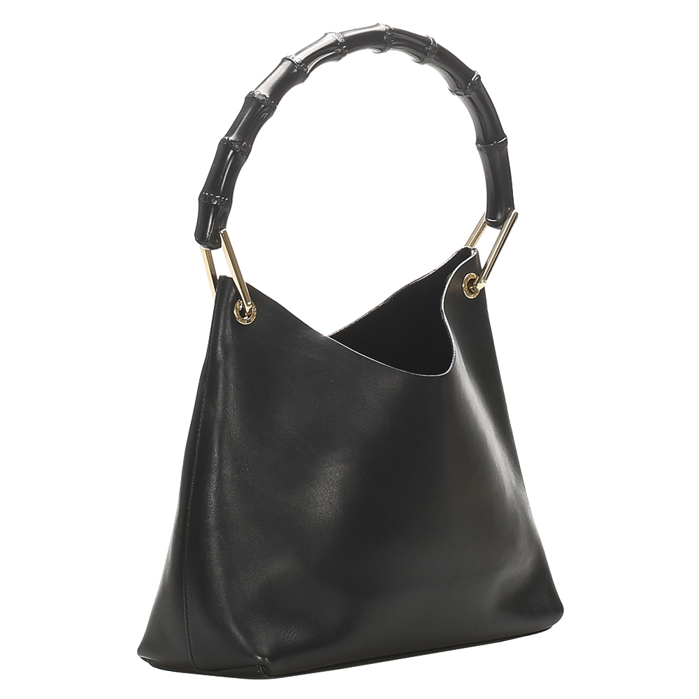 

Gucci Black Leather Bamboo Shoulder Bag