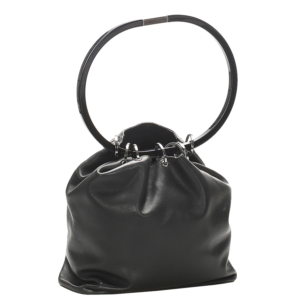 

Gucci Black Leather Ring Handle Bag