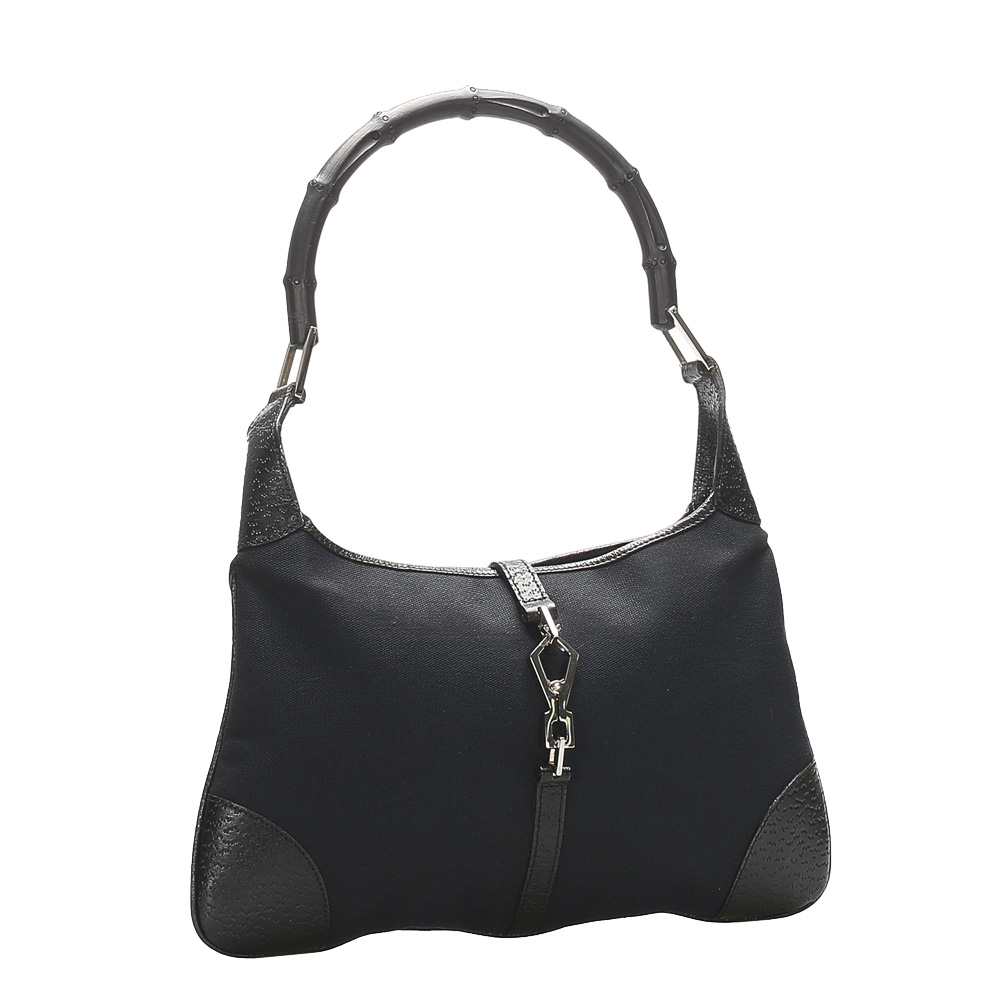 

Gucci Black Canvas Jackie Bamboo Hobo Bag