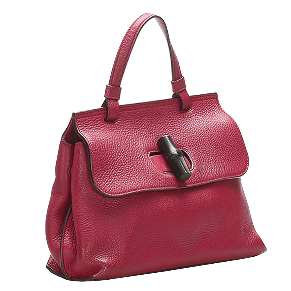 

Gucci Red Leather Bamboo Daily Bag