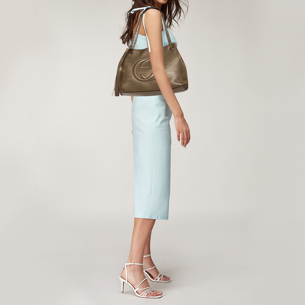

Gucci Metallic Gold Leather Medium Soho Tote