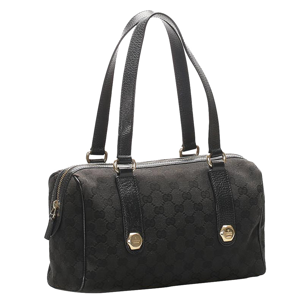 

Gucci Black GG Canvas and Leather Charmy Boston Bag