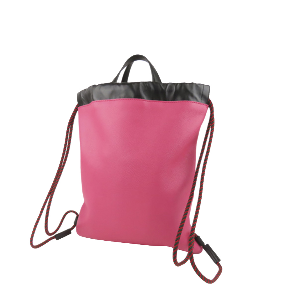 

Gucci Pink Leather Logo Drawstring Backpack, Multicolor