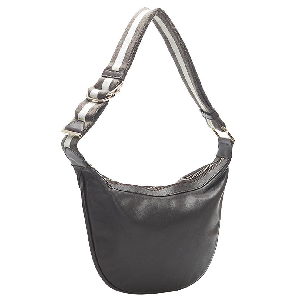 

Gucci Black Leather Web Shoulder Bag